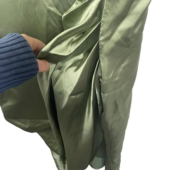 NWT Cider Wedding Guest Satin Cowl Neck Ruched Midi Dress in Green Size 3XL - Picture 10 of 12